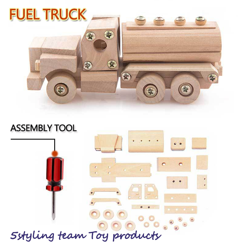 Prawdziwe drewniane montaż i demontaż modelu łopaty ciężarówki dzieci DIY ręce na zabawki edukacyjne hurtowo mieszane