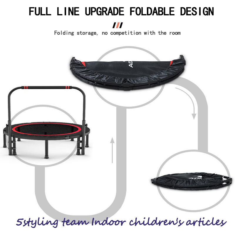 Handlowa trampolina dla dorosłych, sześciokątna, elastyczna trampolina dla dorosłych i na zewnątrz, z poręczą